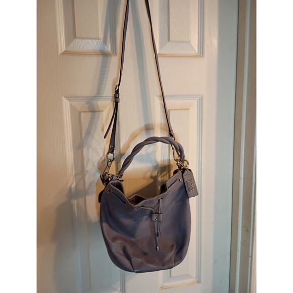 Coach Madison Marielle Bucket Bag Braided Handle Shoulder Strap Gray Soft... - Picture 1 of 9